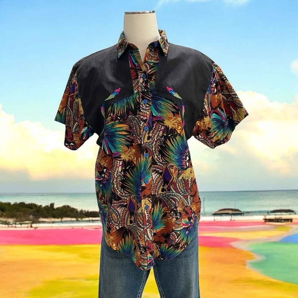 Panhandle Slim Vintage‎ Western Shirt Colorful Abstract Festival Rodeo Americana